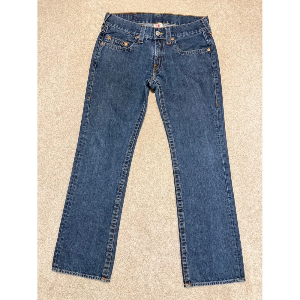 True Religion Bobby Jeans Mens 33 Blue Straight Leg Made in USA Cotton Denim